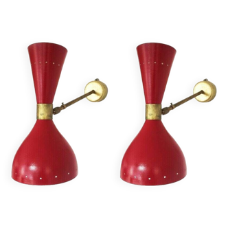 Pair of Italian designer wall lights from the 1950s