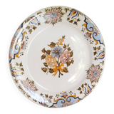 Flat plate in Gien earthenware, Bordeaux "Au Bouquet" model