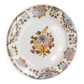 Assiette plate   en faïence de Gien  , modèle Bordeaux "Au Bouquet"