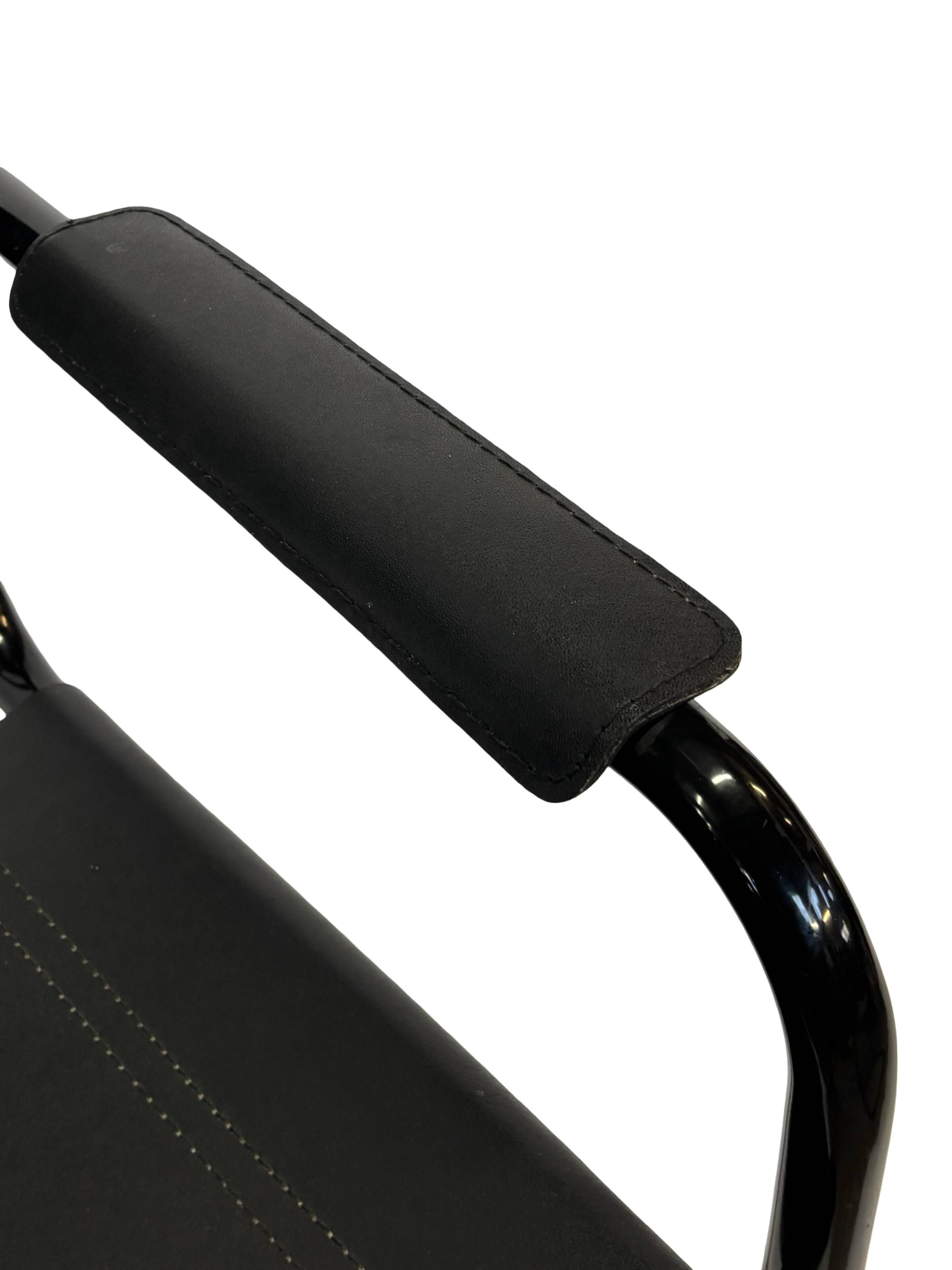 Set of 4 Bauhaus cantilever chairs in black imitation leather design