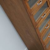 Vintage German Beech / Oak Haberdashery Shop Cabinet / Vitrine, 1950s