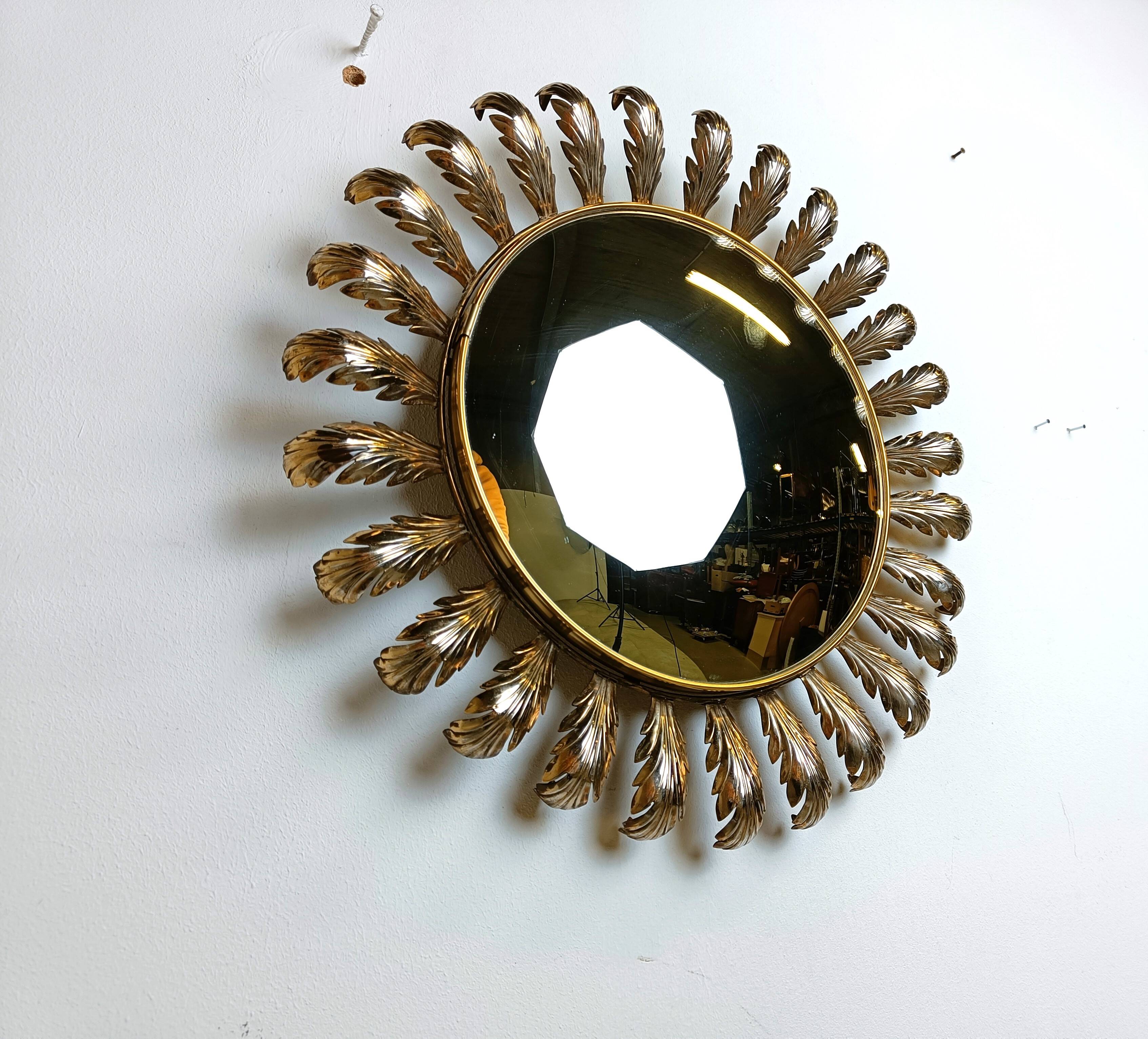 Vintage brass sunburst mirror 1960s