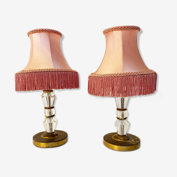 Paire de lampes roses