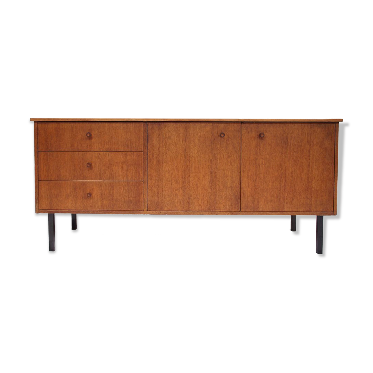 Vintage scandinavian sideboard, black metal footing