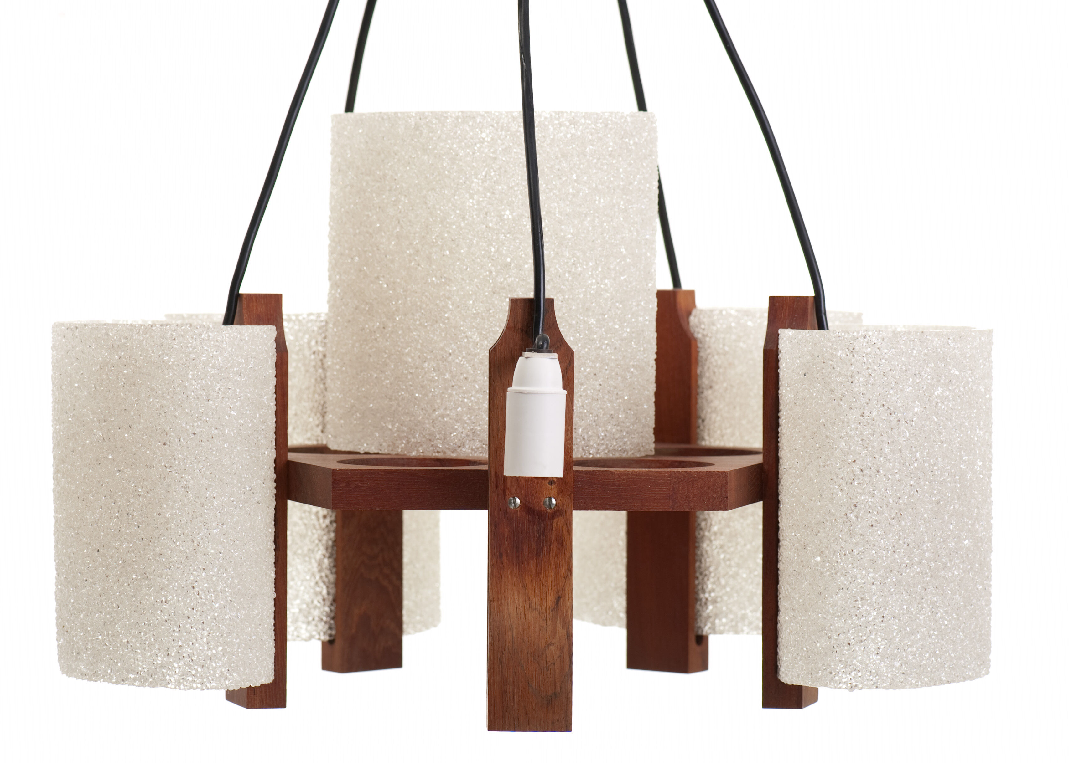 Chandelier design vintage Scandinavian teak year 60