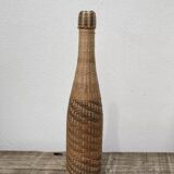 70s woven wicker rattan bottle
