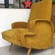 Mustard-coloured reclining velvet chair - Italian design -1960