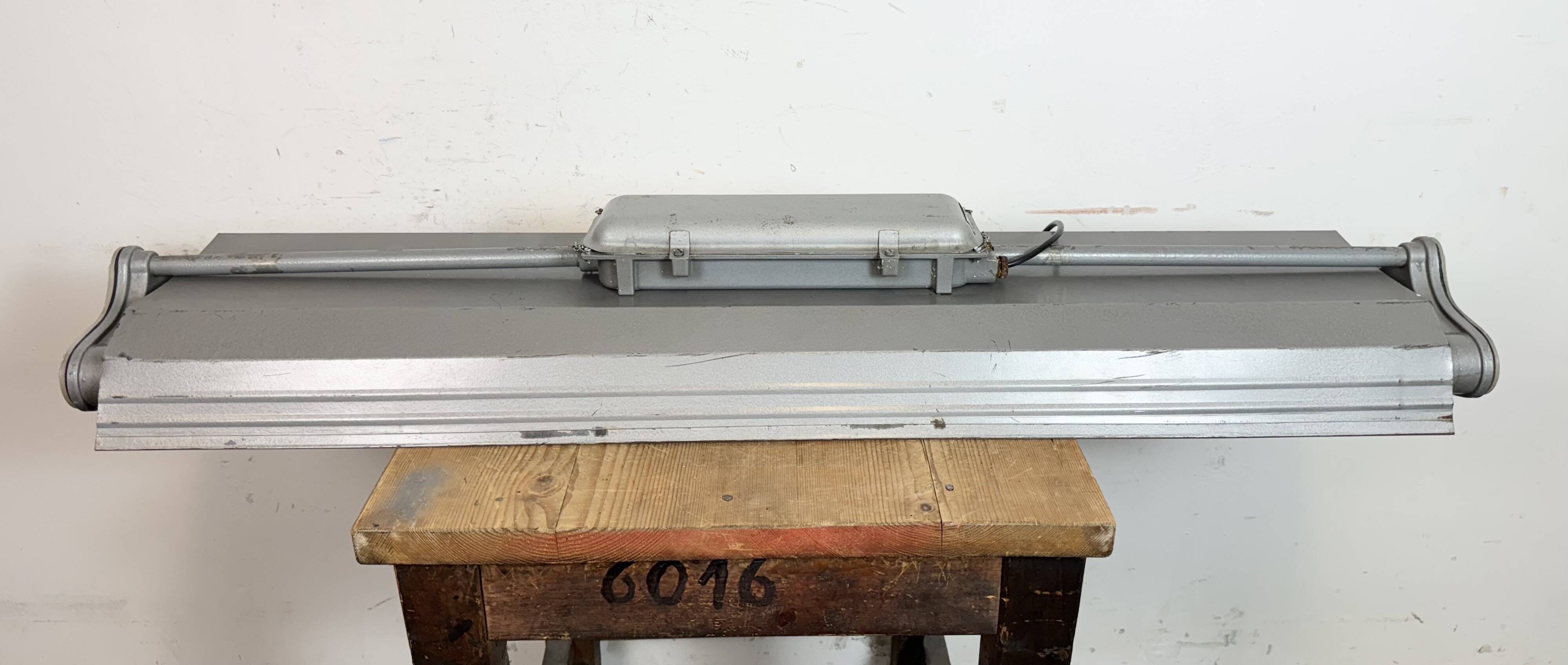 Grey Industrial Hanging Tube Light from Polam Gdansk, 1970s