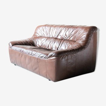 Vintage italian leather sofa 2 seat, 1970's
