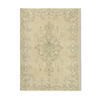 Handwoven unique anatolian beige carpet 212 cm x 300 cm