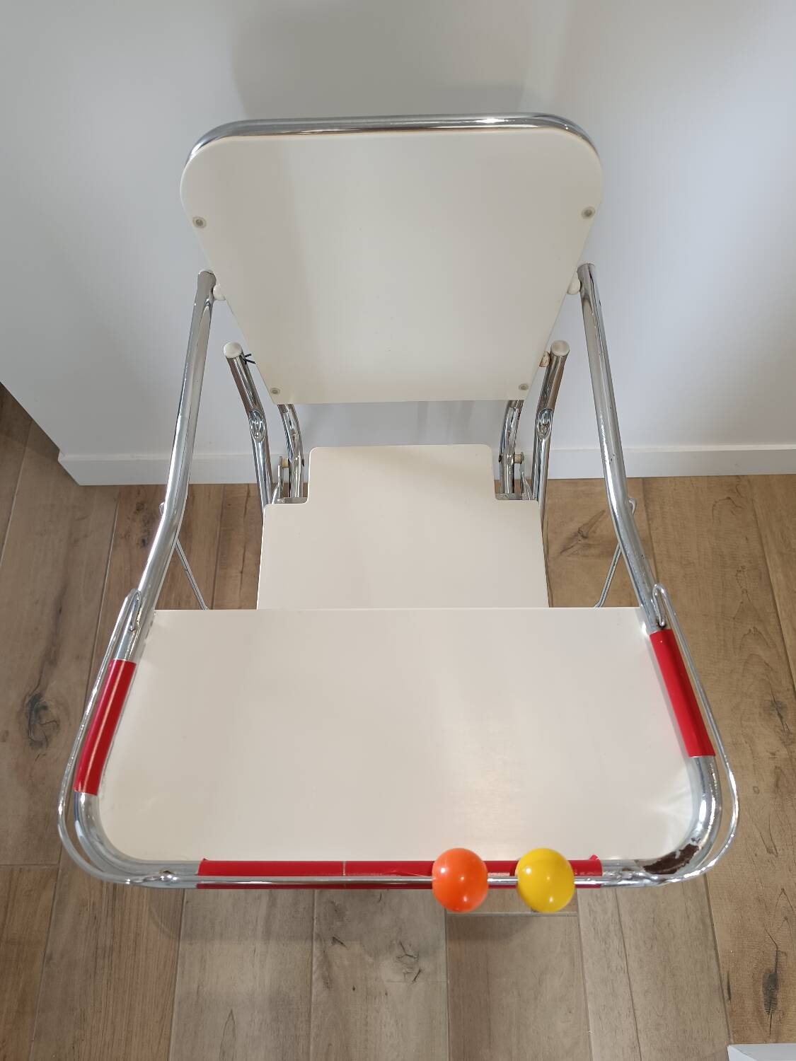Vintage chrome and plastic baby high chair