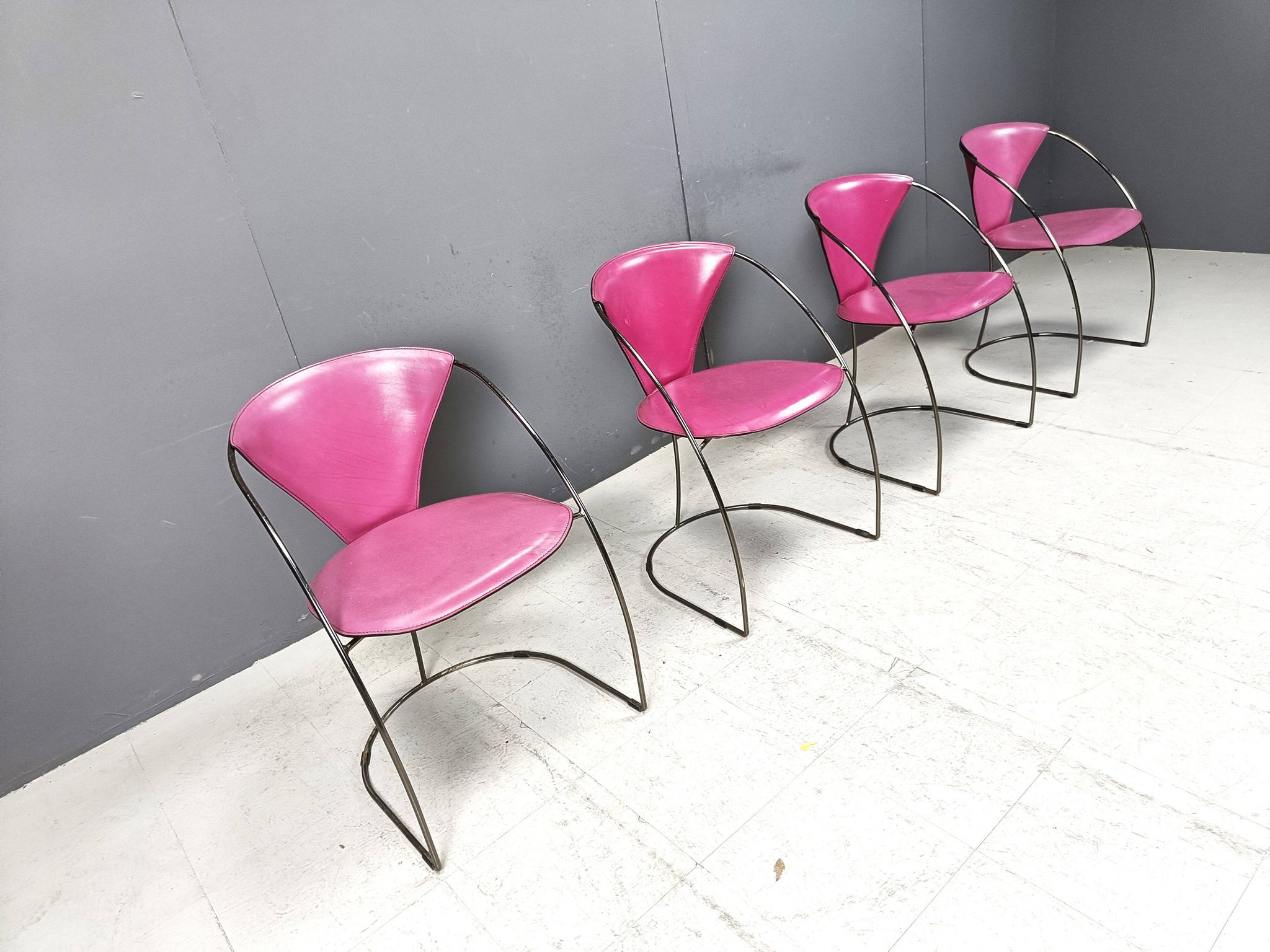 Vintage pink 'linda' dining chairs by Arrben, 1980s - set of 4
