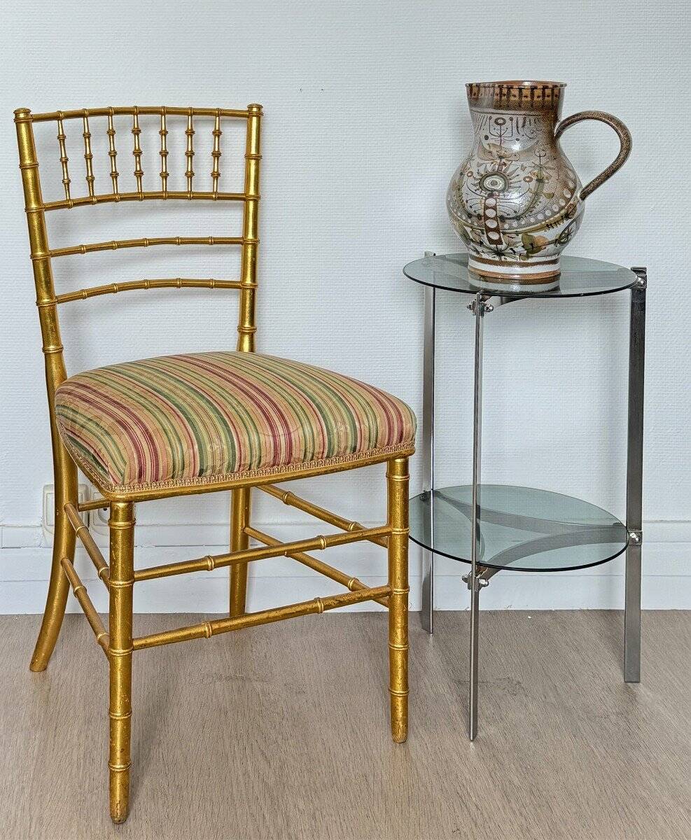 1970s chrome-plated steel tripod stool