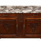 Art Deco buffet in carved oak and original marble, 1930s.