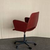 Vintage adjustable office chair – red faux leather, 1960-70s