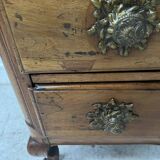 Louis XV commode with three drawers in solid walnut, 18th century