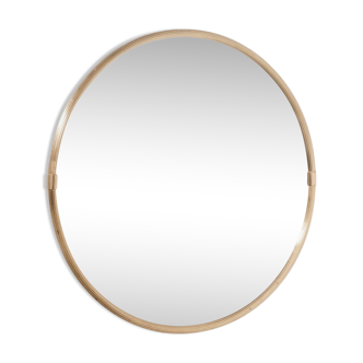 Miroir danois circulaire en laiton du milieu du siècle