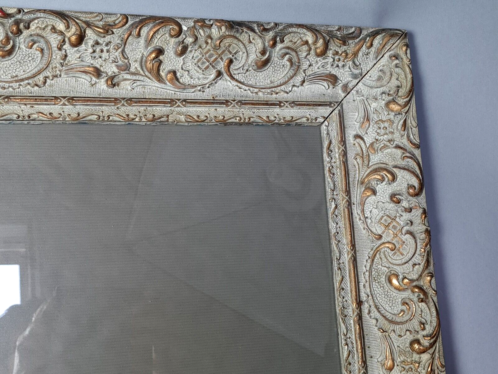 Old frame patinated stucco wood 58x50 foliage 41x33 or 34 cm + glass SB183