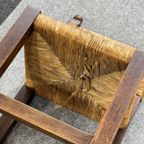 4 brutalist chairs in straw and wood