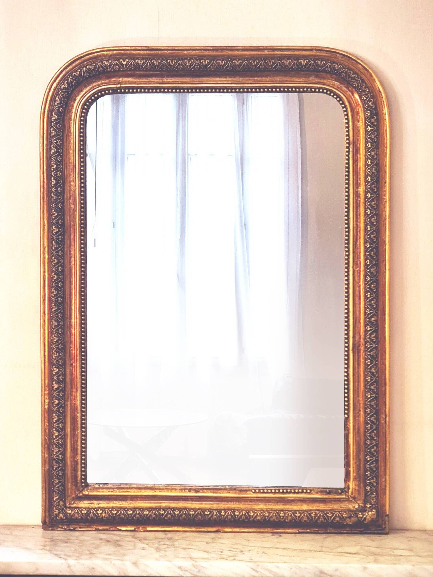 Antique large Louis Philippe mirror, decorated with gilt leaf - "Claude"
