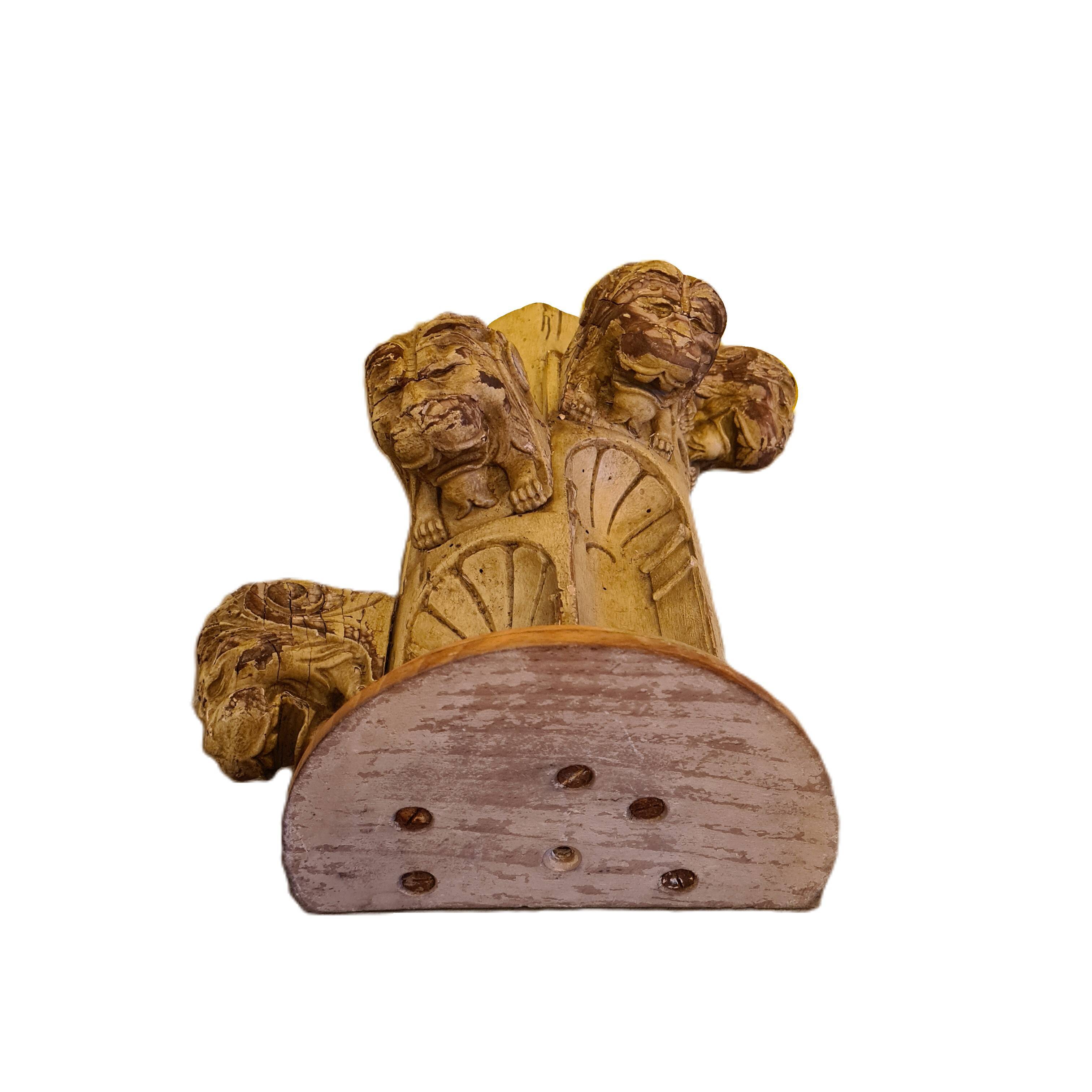 French wooden element with lion heads, 18th century