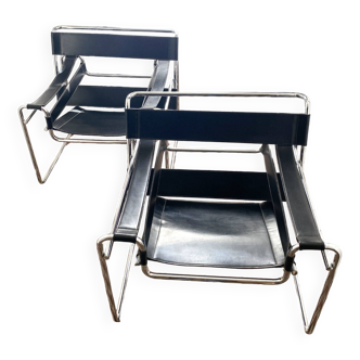 Paire de fauteuils Wassily, B3, Marcel Breuer