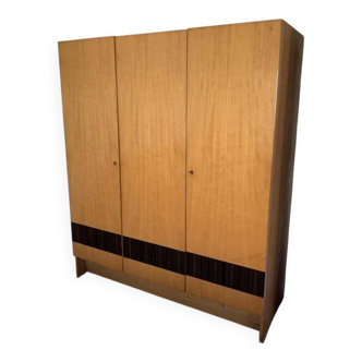 Vintage 3-door wardrobe in brown and black wood – Cardo, Mid-Century style (1960s)
