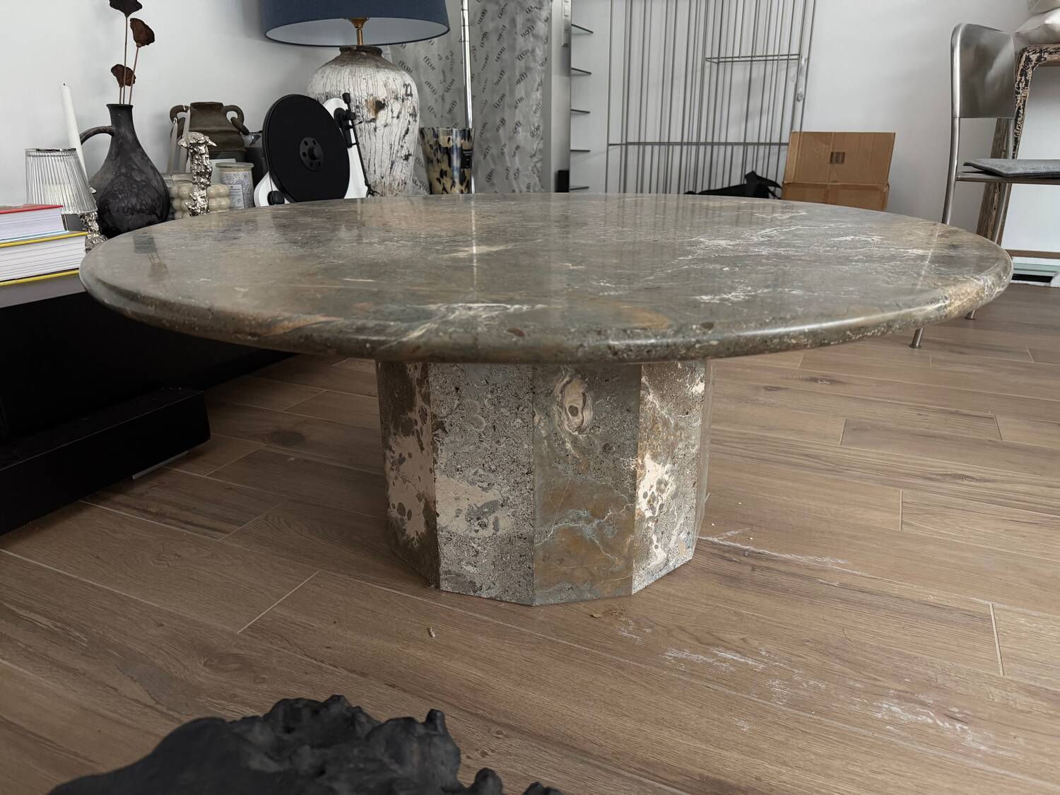 Fossil stone marble coffee table