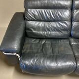 3-seater leather and chrome sofa design 1960.