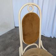 Vintage Thonet Bentwood Dining Chair: Cane Seat, Yellow Fabric Back