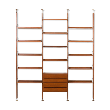 Italian mid century floor to ceiling teak wall unit or room divider, 1960