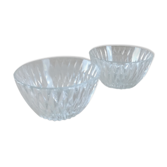 2 coupelles en verre à facettes