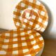 Sarreguemines plates - Tea towel - Orange - vintage - Retro