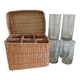 6 water glasses + basket