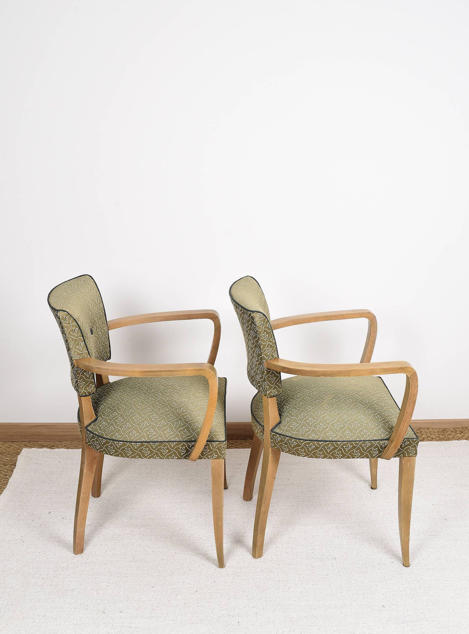 Pair of upholstered bridge armchairs.