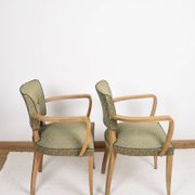 Pair of upholstered bridge armchairs.
