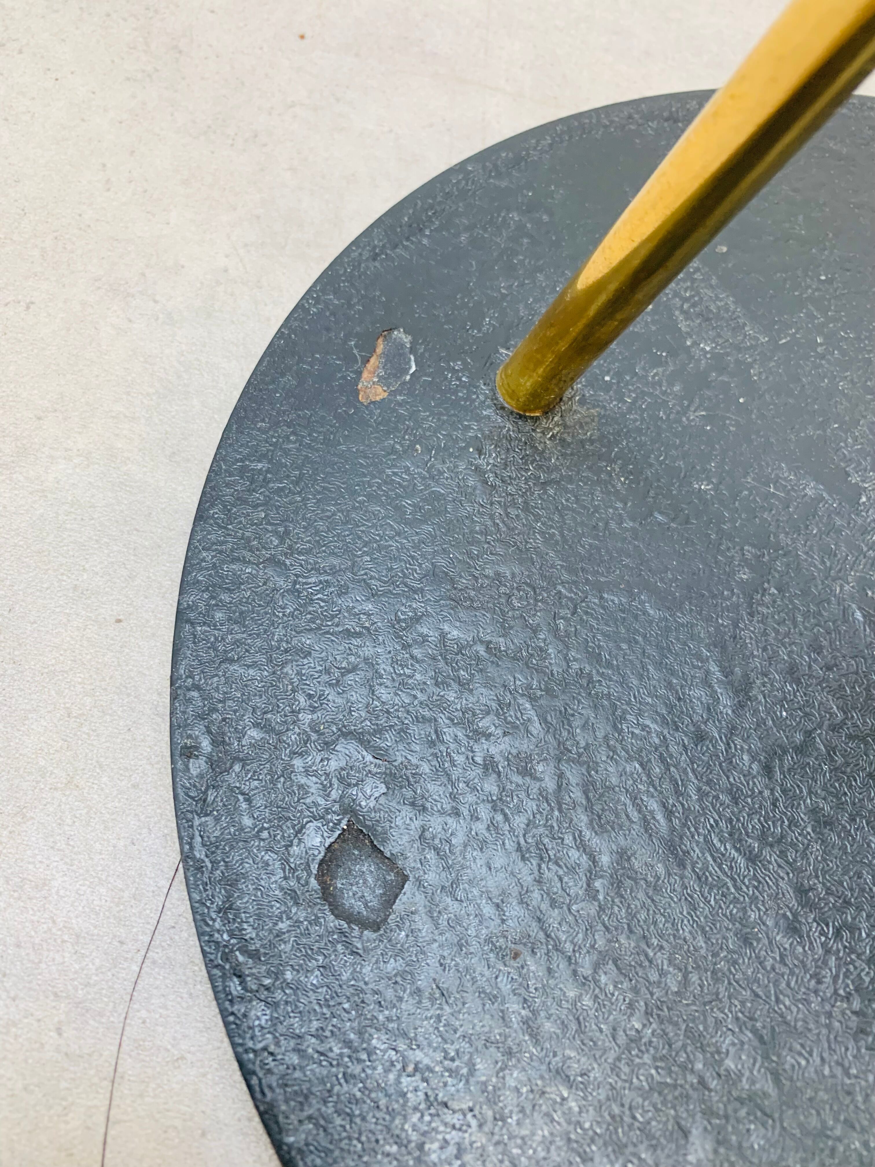 Floor lamp 3 arms 50 years brass and black lacquer for house Arlus