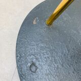 Floor lamp 3 arms 50 years brass and black lacquer for house Arlus