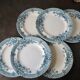 Set of 6 flat plates Longwy, Watteau model