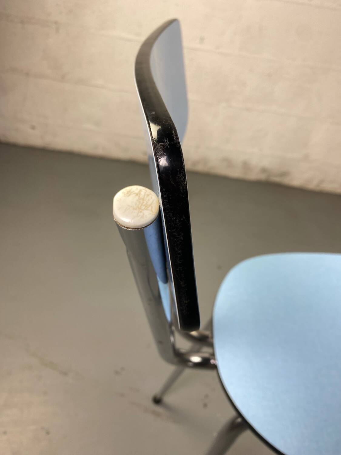 Blue Formica chair