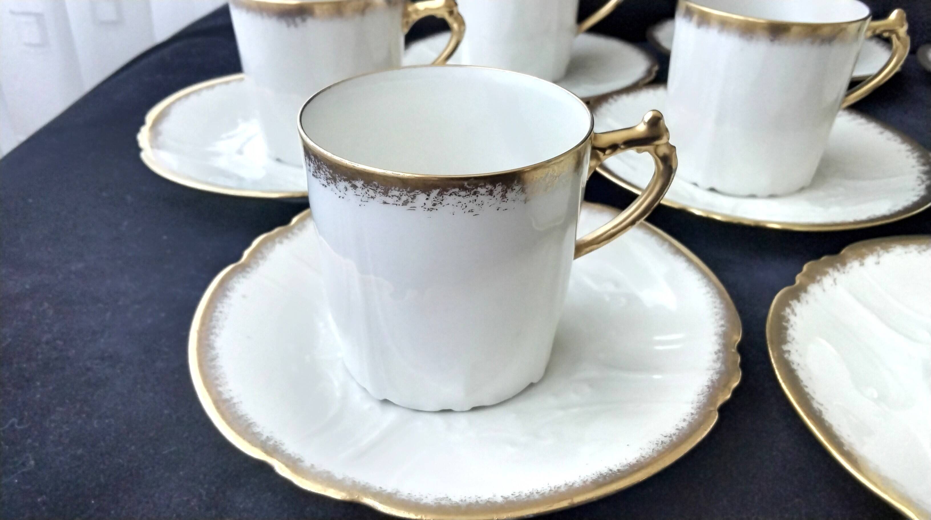6 antique coffee cups in Limoges porcelain
