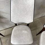 Set of 4 elegant French chairs Scandinavian style vintage 1960 imitation leather