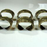 6 solid brass napkin holder, napkin rings, vintage from the 1960s, in original box