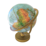 Globe Earth Mapworld embossed on brass stand and brass hooping