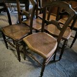 Series of 6 chairs in solid walnut and canework circa 1870
