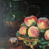 HST (XIX°) "Still Life with Peaches and Pitcher"