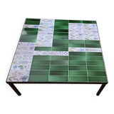 Roger Capron table in glazed green ceramic, France, vintage design.
