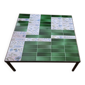 Roger Capron table in glazed green ceramic, France, vintage design.