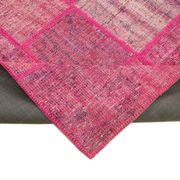 Handwoven oriental overdyed 174 cm x 247 cm pink patchwork carpet