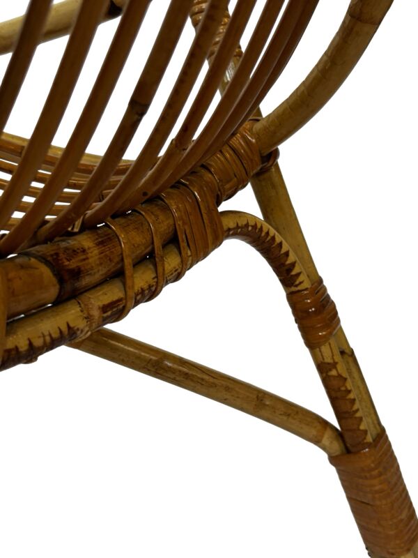 Ensemble vintage de 4 fauteuils club en rotin Rohe Noordwolde 1960